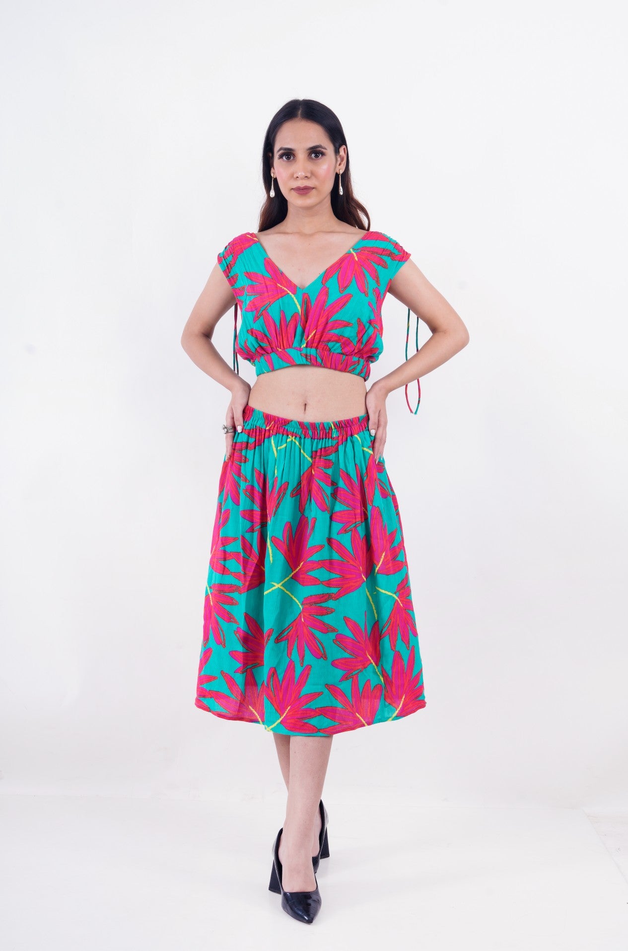 Gardenia Flora Crop Top & Skirt Co-ord Set