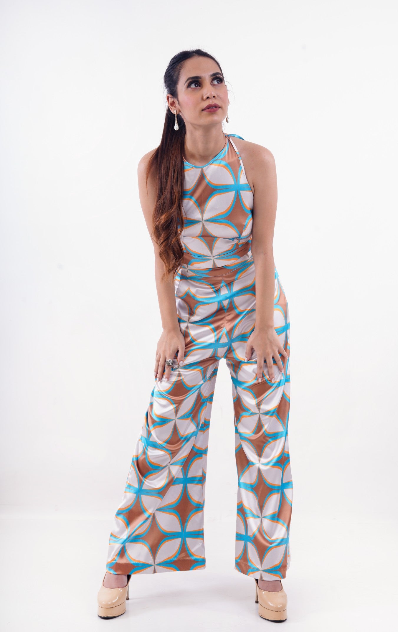 Motif Love Halter Top & High Pants Co-ord Set