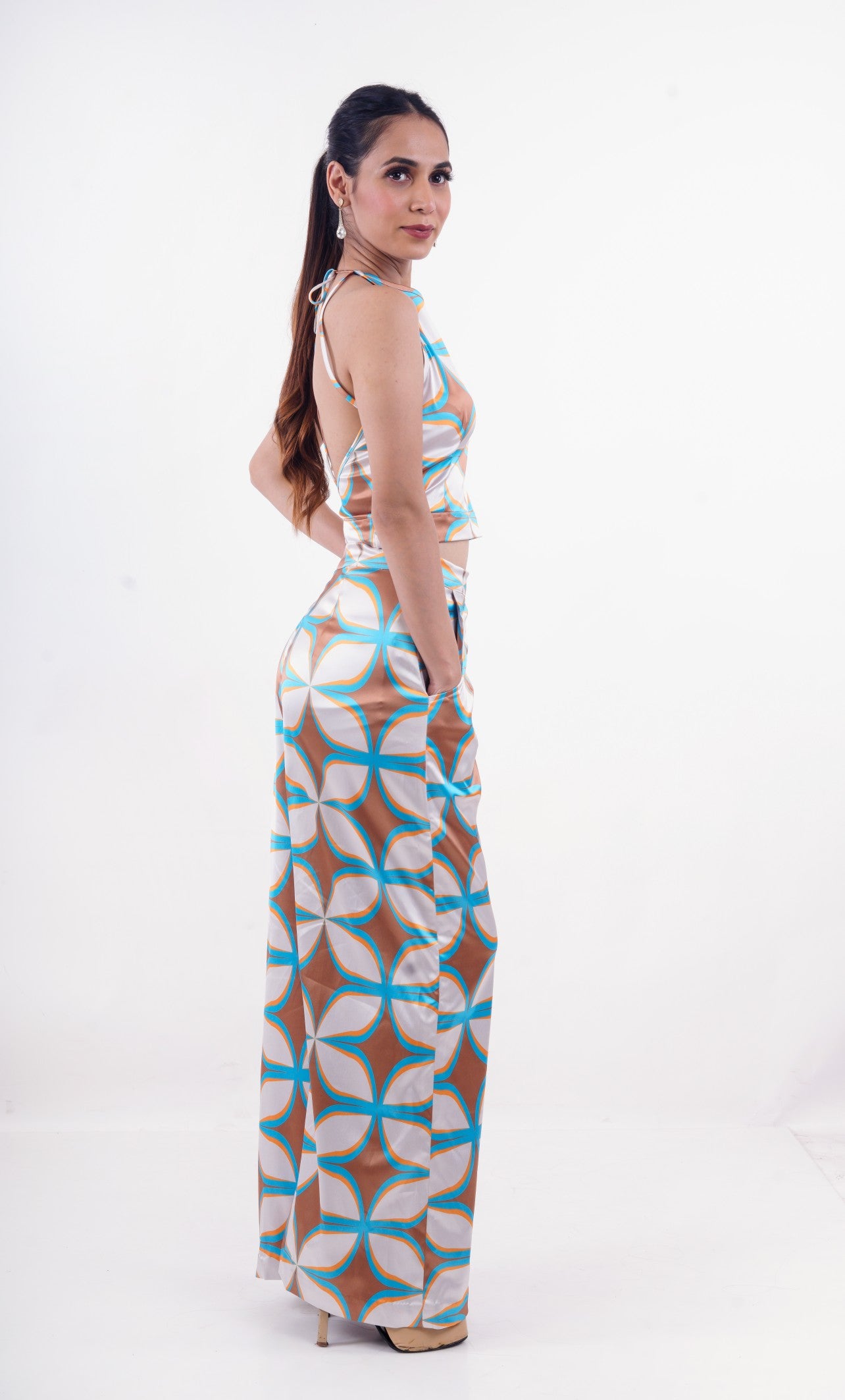 Motif Love Halter Top & High Pants Co-ord Set