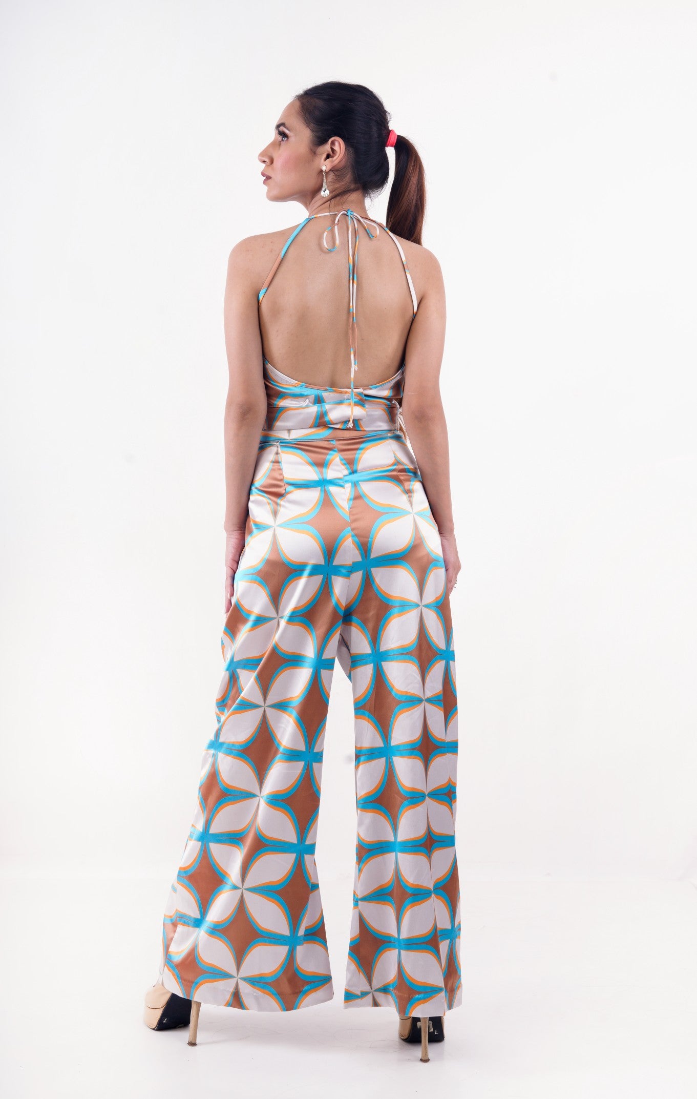 Motif Love Halter Top & High Pants Co-ord Set