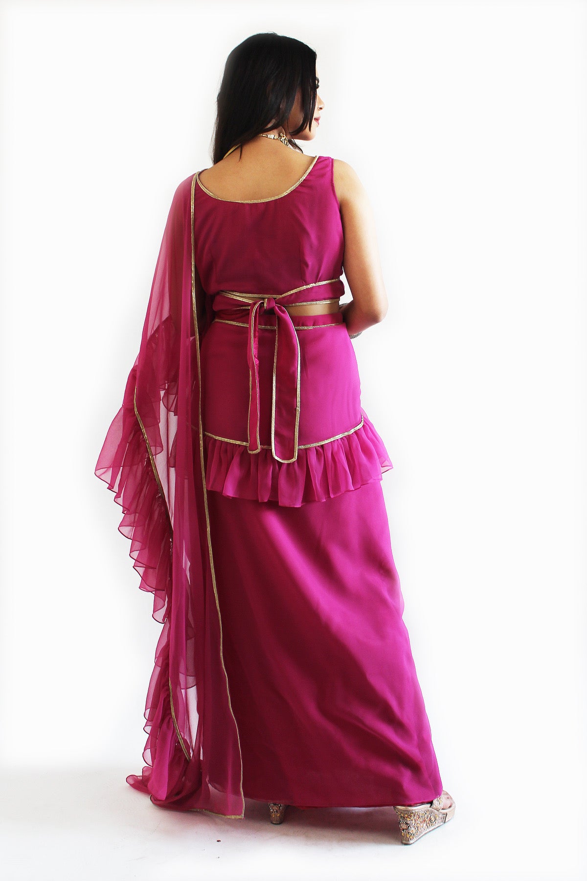 Gulabo Pre-Stitched Saree With Stitched Blouse