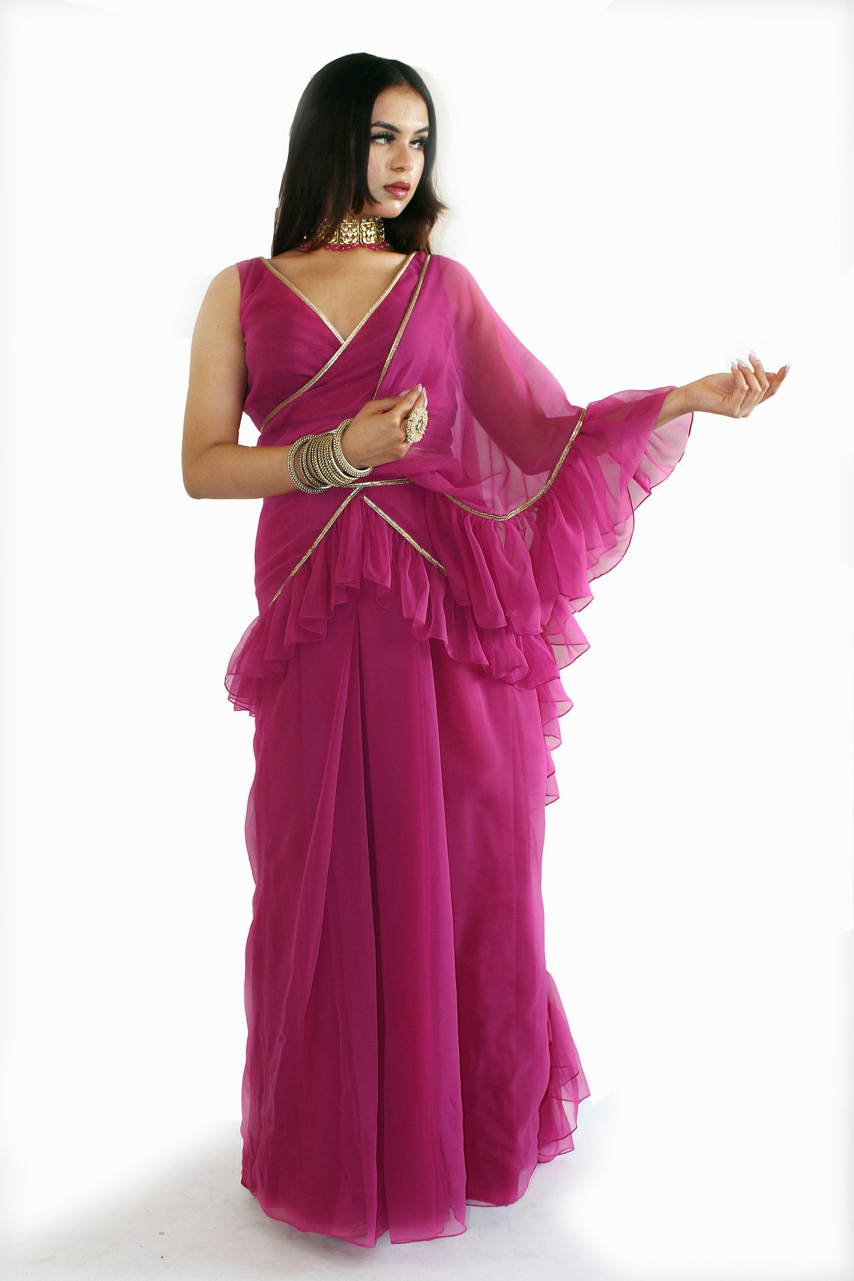 Gulabo Pre-Stitched Saree With Stitched Blouse