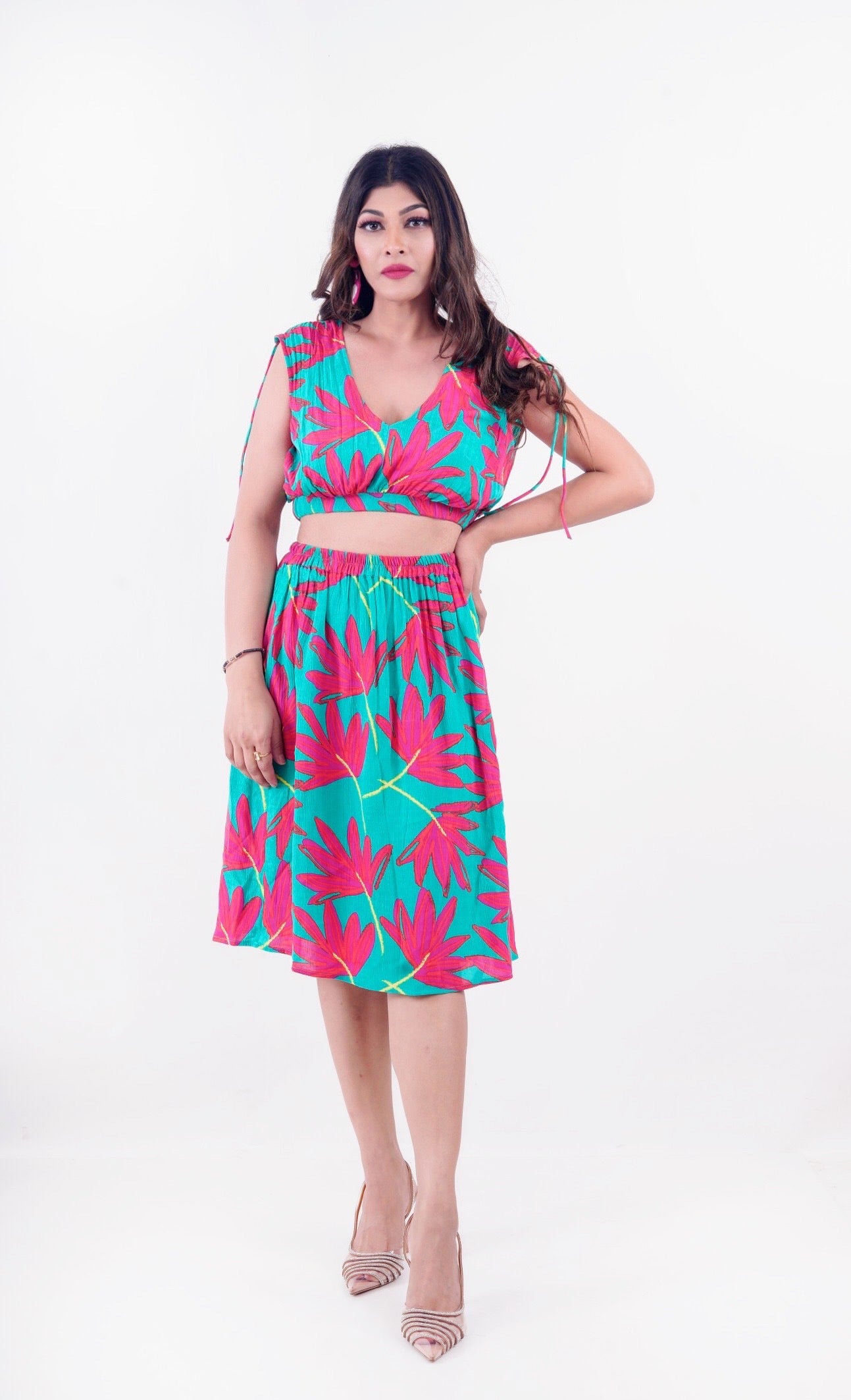 Gardenia Flora Crop Top & Skirt Co-ord Set