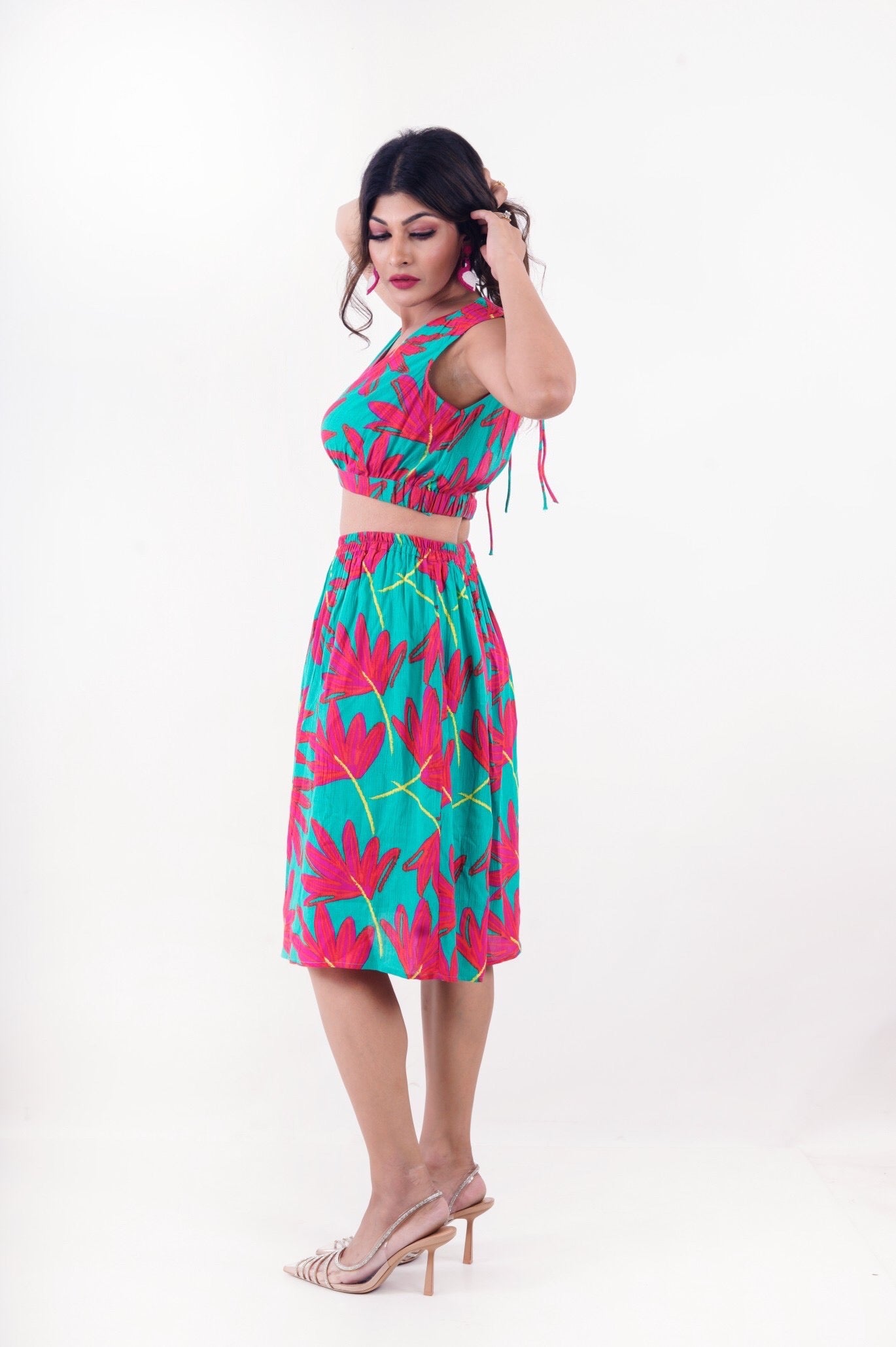 Gardenia Flora Crop Top & Skirt Co-ord Set