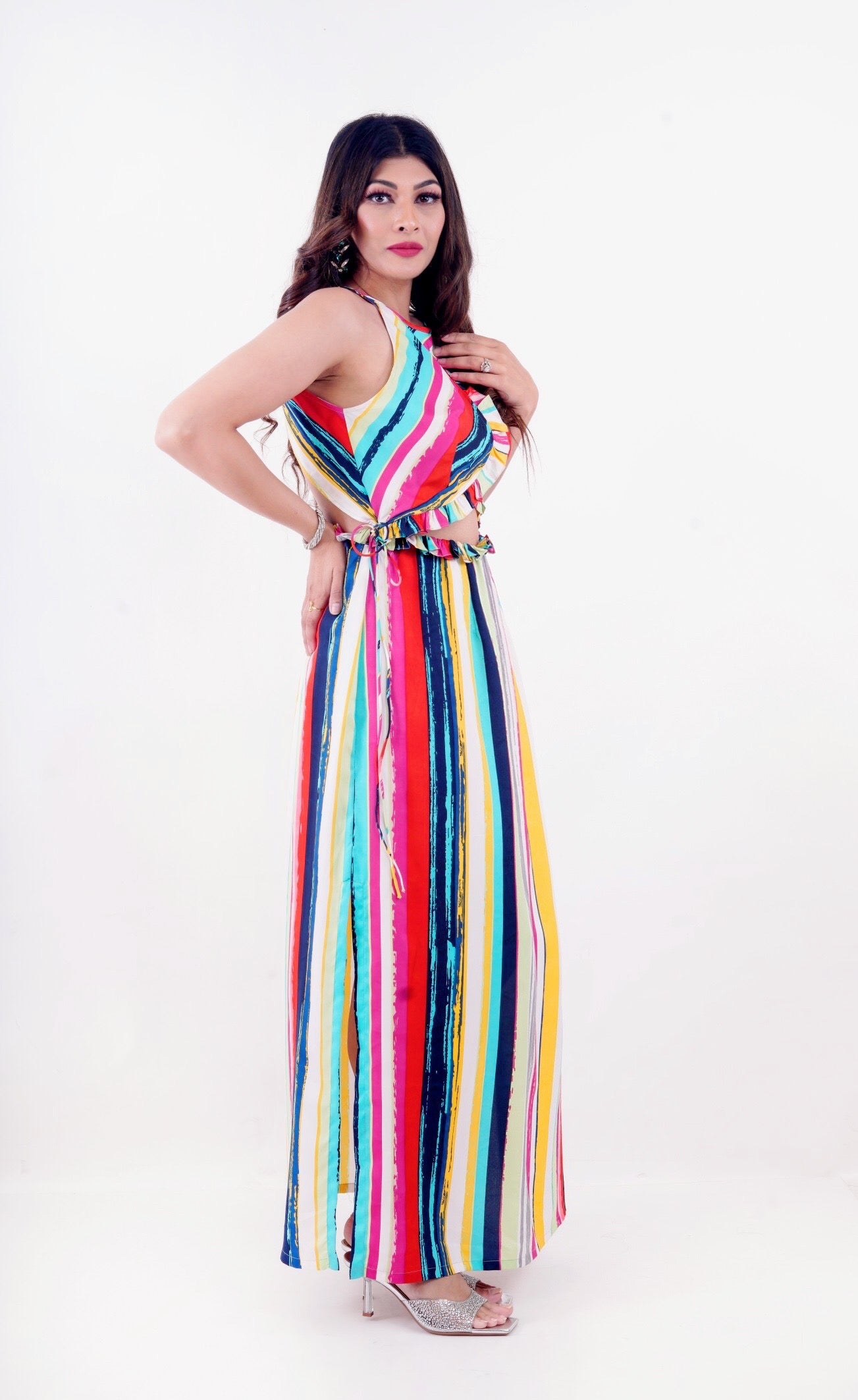 Love Petal Stripes Long Dress