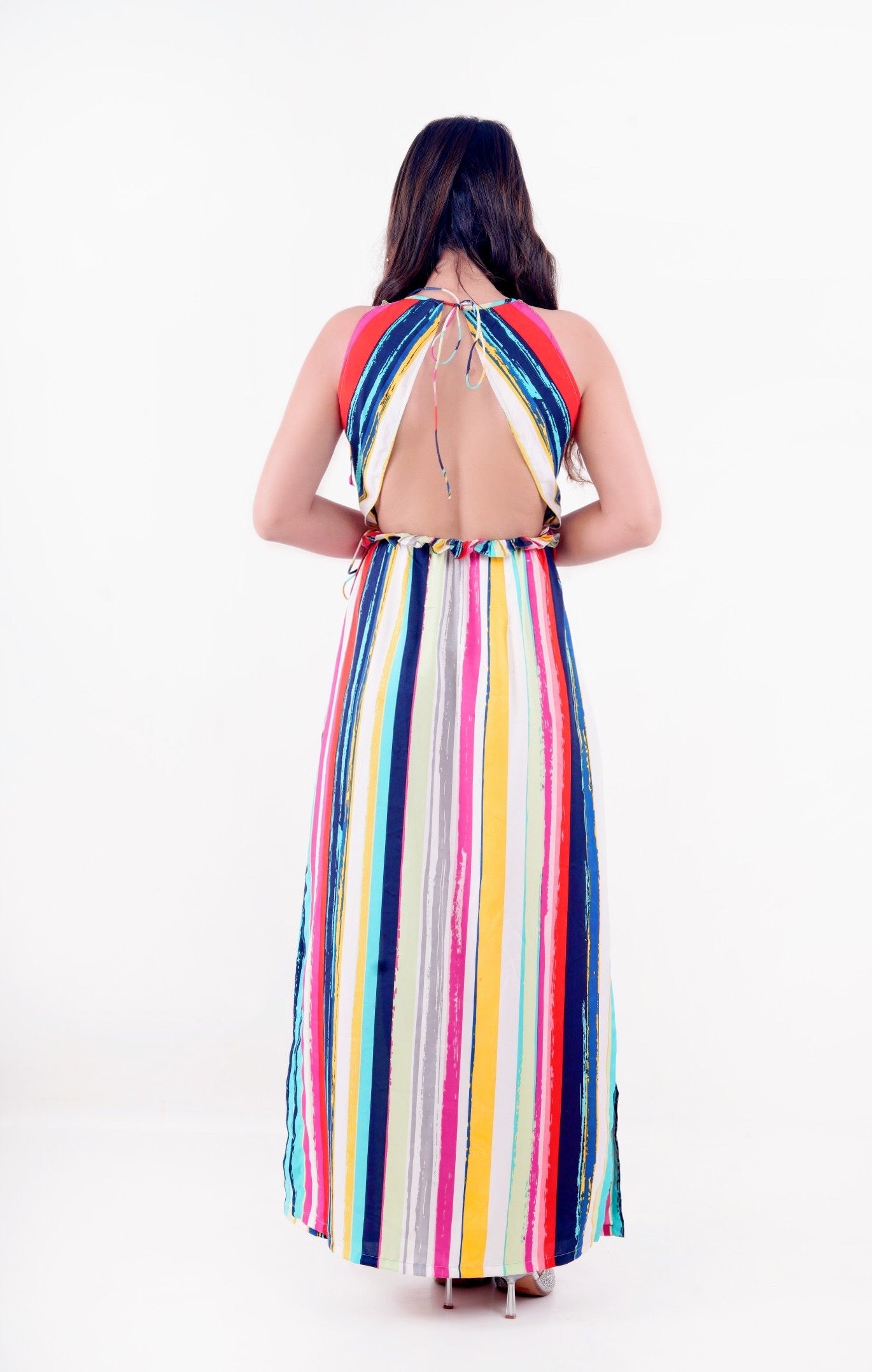 Love Petal Stripes Long Dress